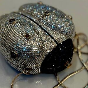 JUDITH LEIBER LUCKY LADYBUG SWAROVSKI CRYSTAL MINAUDIERE EVENING BAG